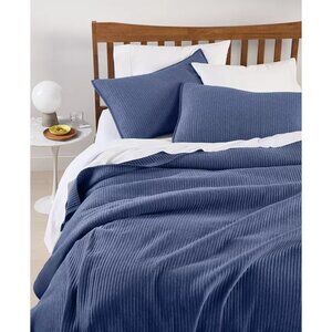 Arch Studio Heathered Jersey Quilt Set Blue Full Queen 3 Pc $140